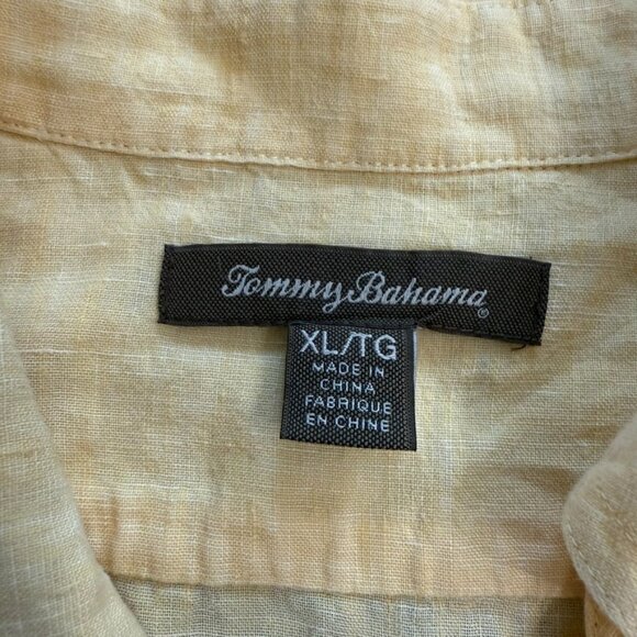 Tommy Bahama Yellow 100% Linen Long Sleeve Button-Up Shirt - Size XL - Picture 5 of 12